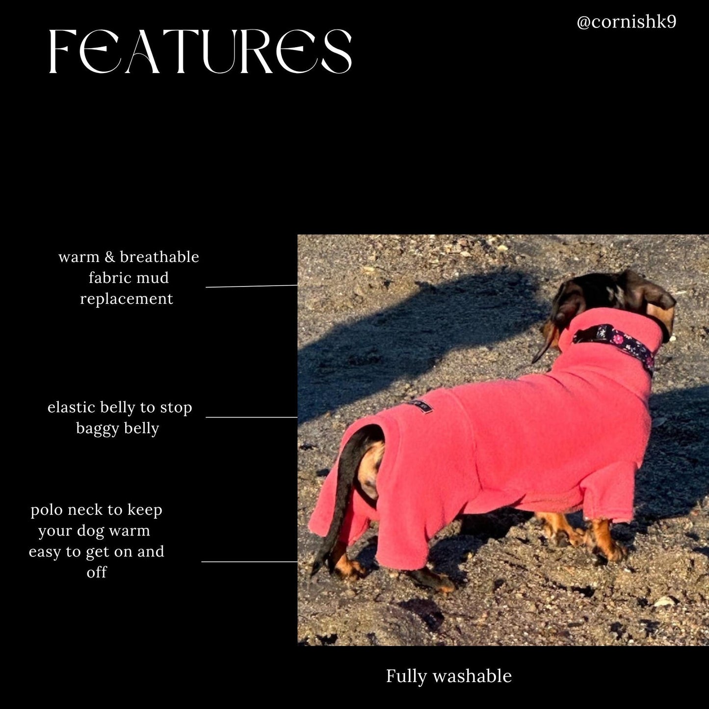 Dachshund Dino Fleece Onesie: Water Repellent Dog Jumpsuit