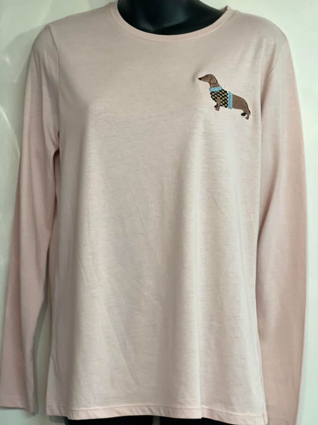 Embroidered Dachshund Long Sleeve T-Shirt: Dog Lover Gift
