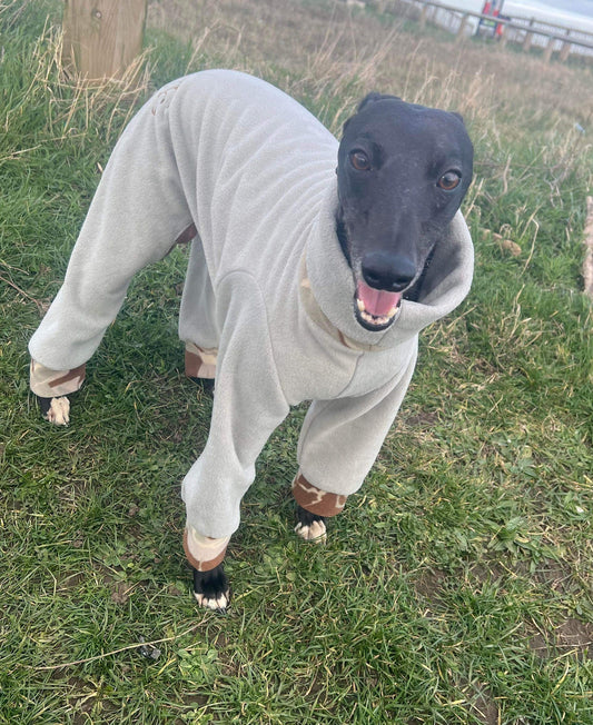 Whippet Fleece Jumpsuit: Water & Mud Repellent Dog Pajamas