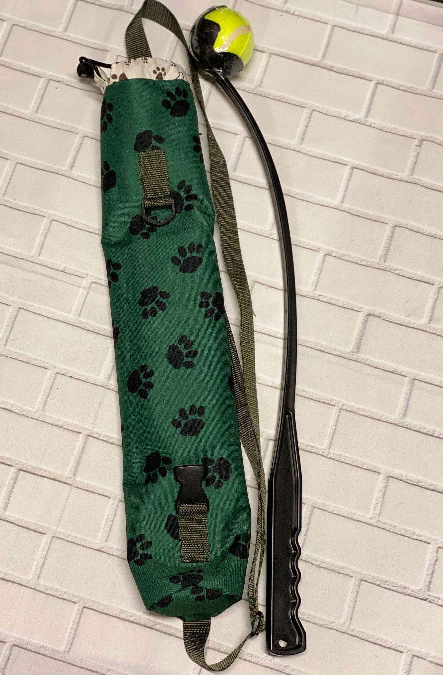 Paw Print Dog Ball Launcher Sling Bag: Waterproof Treat Pouch