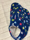 Dachshund Fleece Dog Coat: Navy Star Print, Water Repellent