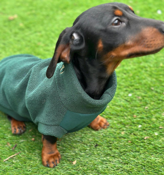 Dachshund Fleece Jumper: Softshell Tummy, Mud & Water Repellent