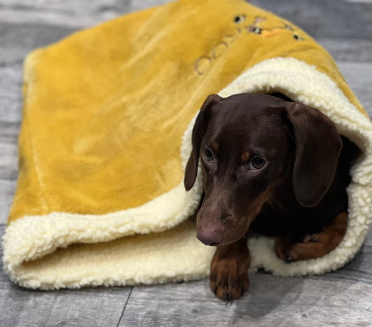 Personalized Dog Snuggle Sack: Cuddle Fleece Pet Warmer.