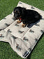 Dog Travel Roll Mat: Cotton Canvas, Waterproof Base.