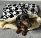 Houndstooth Dog Snuggle Sack: Fleece Pet Bed Warmer.