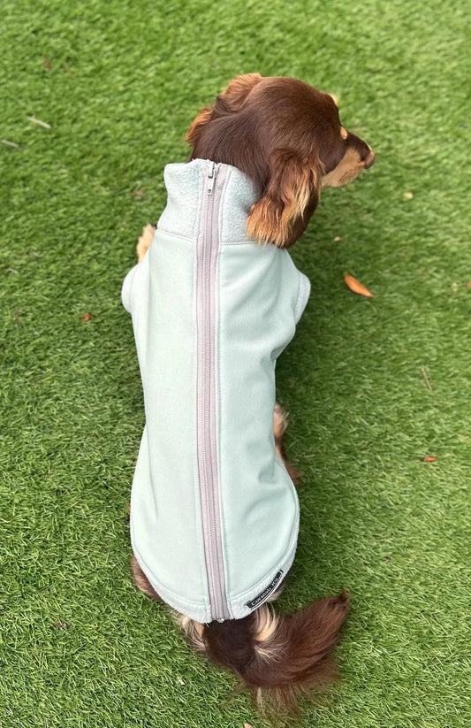 Dachshund water resistant zipped jumper Softshell Dog Coat Mud Repellent.