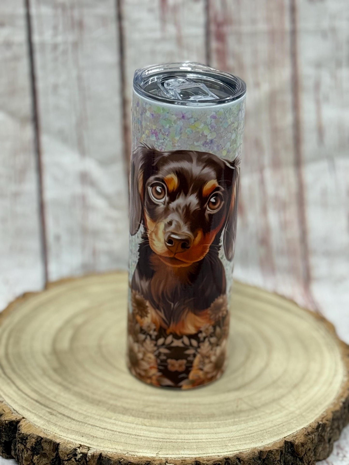 Dachshund 20oz Skinny Tumbler: Long-Haired Wiener Dog Gift