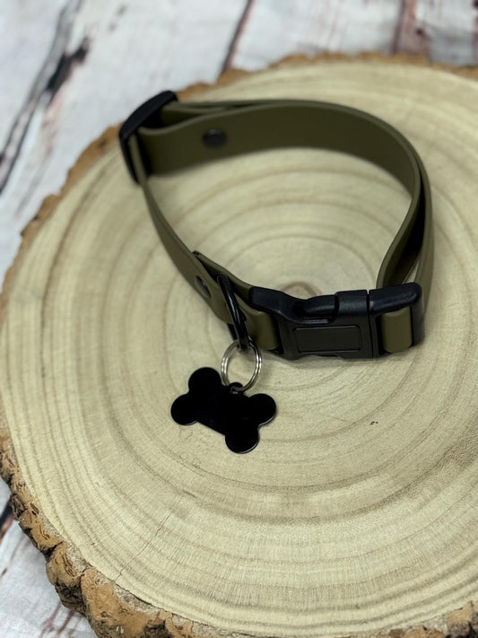 Waterproof Biothane Dog Collar & Lead Set: Black Metal Hardware