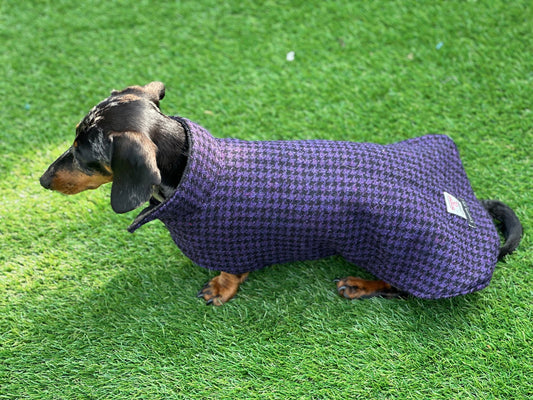 Harris Tweed Dachshund Coat: Fleece Lined Wool Dog Jacket