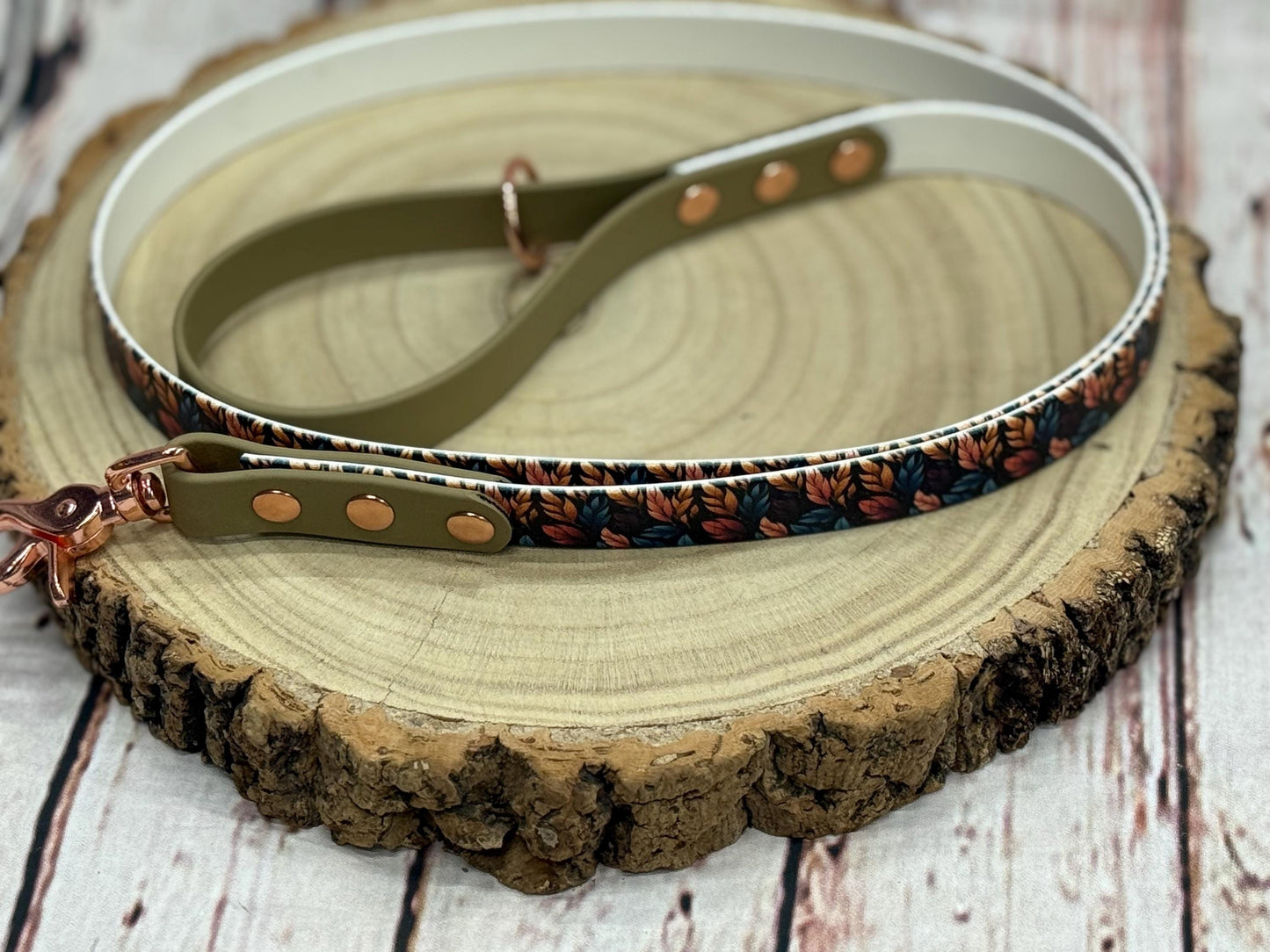 Waterproof Biothane Dog Collar & Lead Set: Rose Gold Hardware