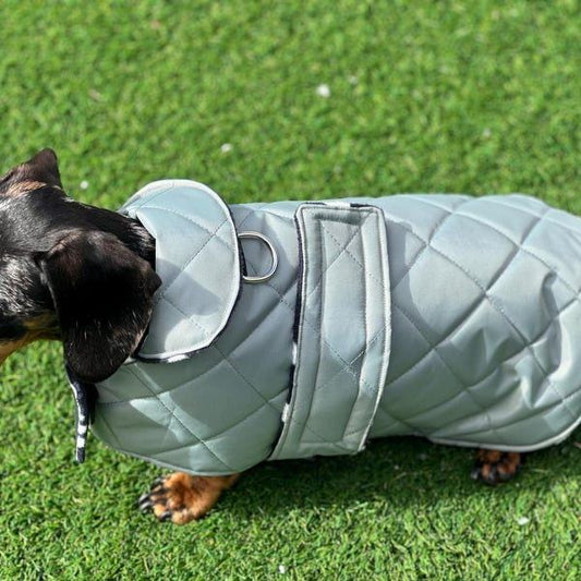 Dachshund Quilted Dog Coat: Water-Resistant Fleece Lined Winter Jacket