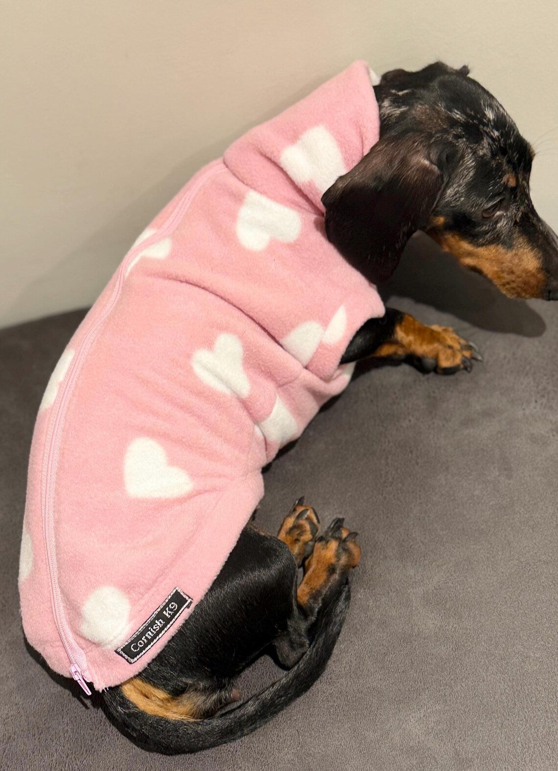 Dachshund Fleece Jumper: Water & Mud Repellent Dog Polo Neck