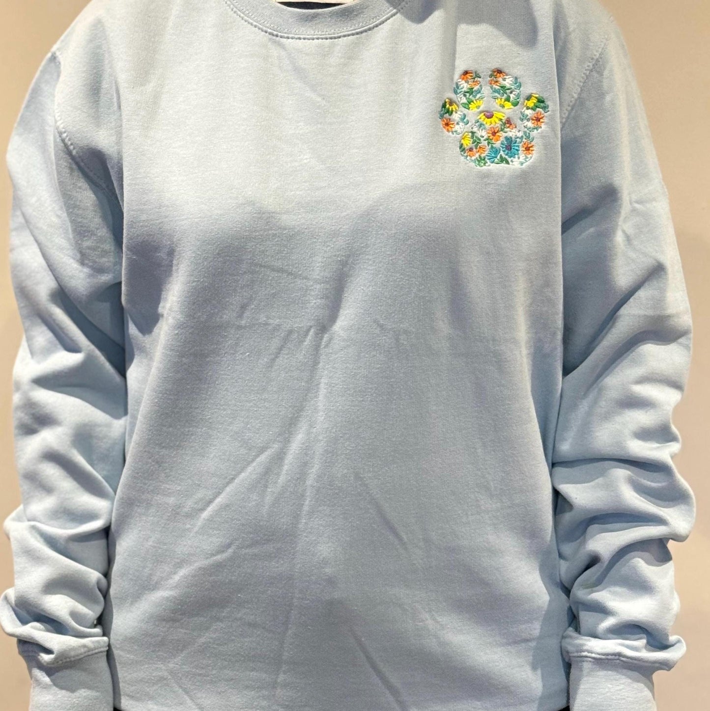 Floral Paw Print Embroidered Jumper: Dog Lover Gift