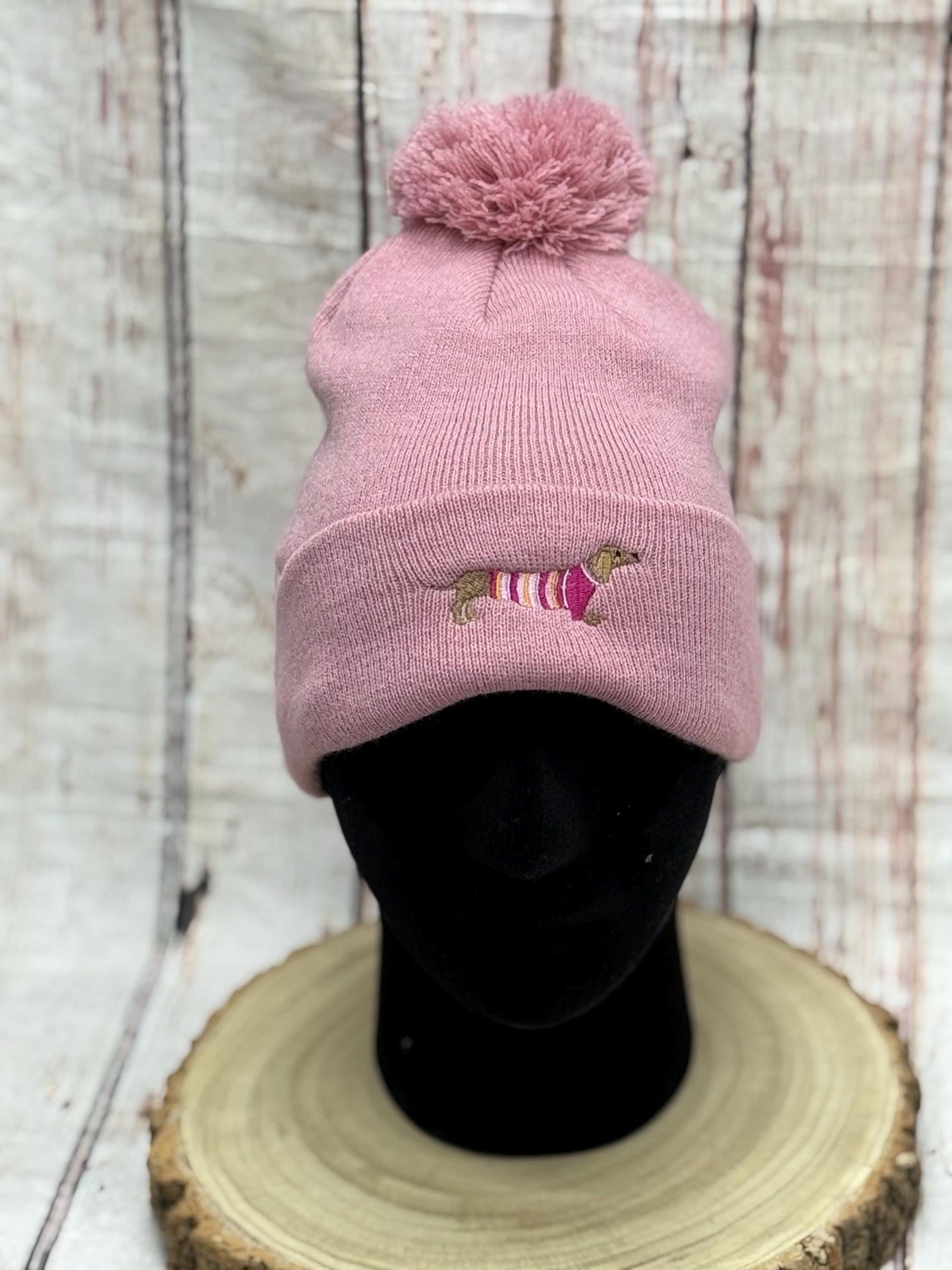 Embroidered Dachshund Beanie: Soft Acrylic Dog Lover Gift
