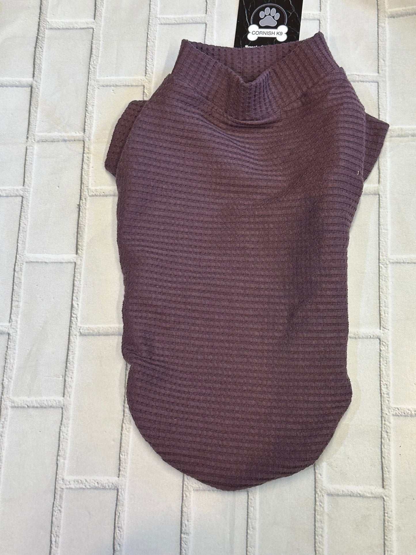 Dachshund Waffle Knit Jersey Top: Handmade Dog Jumper