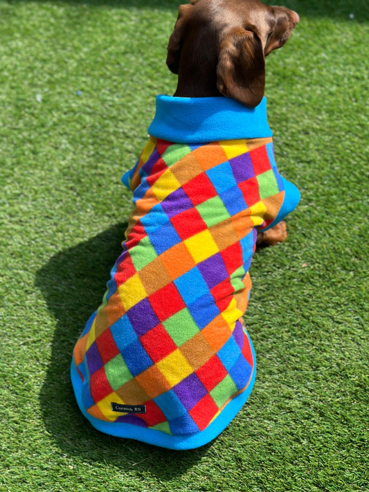 Dachshund Fleece Dog Jumper: Water & Mud Repellent, Breathable, Multi-Color