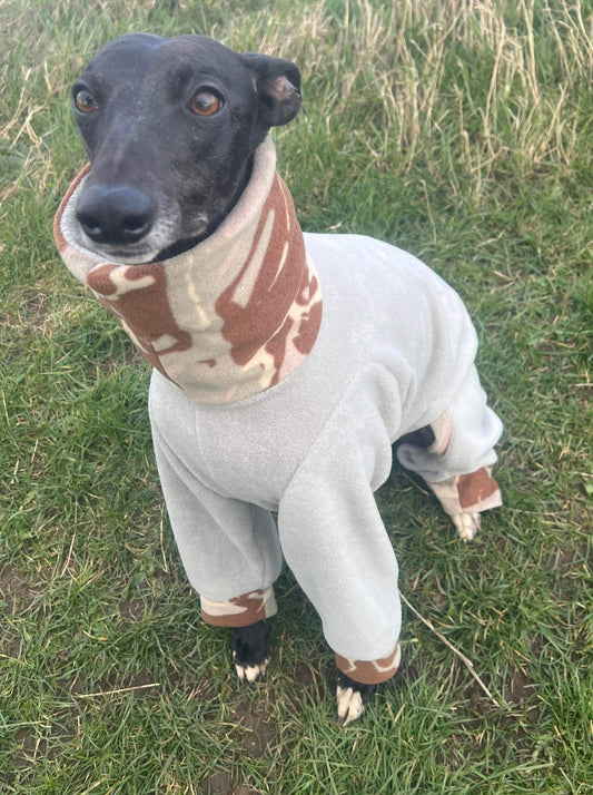 Whippet Fleece Jumpsuit: Water & Mud Repellent Dog Pajamas