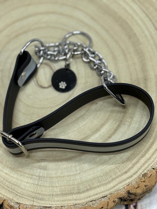 Waterproof Biothane Dog Collar & Lead Set: Silver Hardware, Medium (13-16 inch