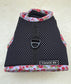 Limited Edition Dachshund Harness: Black Spacer Mesh, Floral Trim