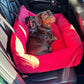 Waterproof Quilted Dog Car Seat: Sherpa Fleece Cushion, Adjustable Straps.