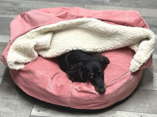 Personalized Corduroy Dachshund Bed Cave: Snuggle Sack,borrowing bed.
