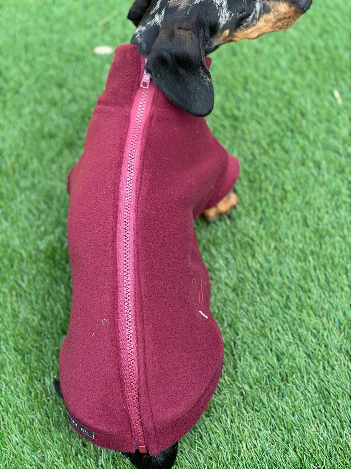 Waterproof Softshell Dachshund Fleece Jumper: Zipped Warm Dog Coat