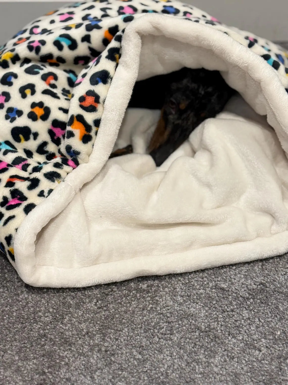 Fleece Dog Snuggle Sack: Padded Cuddle Bed
