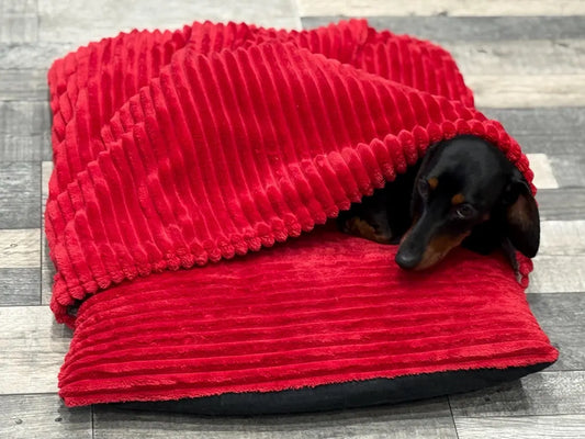 Corduroy Dog Bed Cave: Personalized Snuggle Sack Sleeping Bag