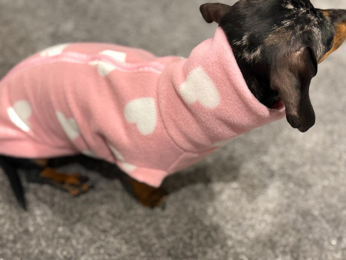 Dachshund Fleece Jumper: Water & Mud Repellent Dog Polo Neck