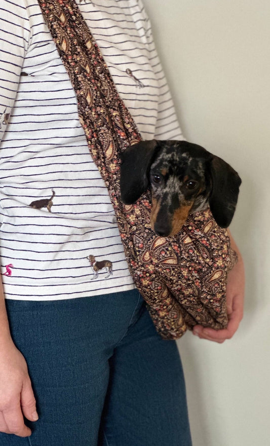 Paisley Dog Sling: Lightweight Cotton Puppy Carrier