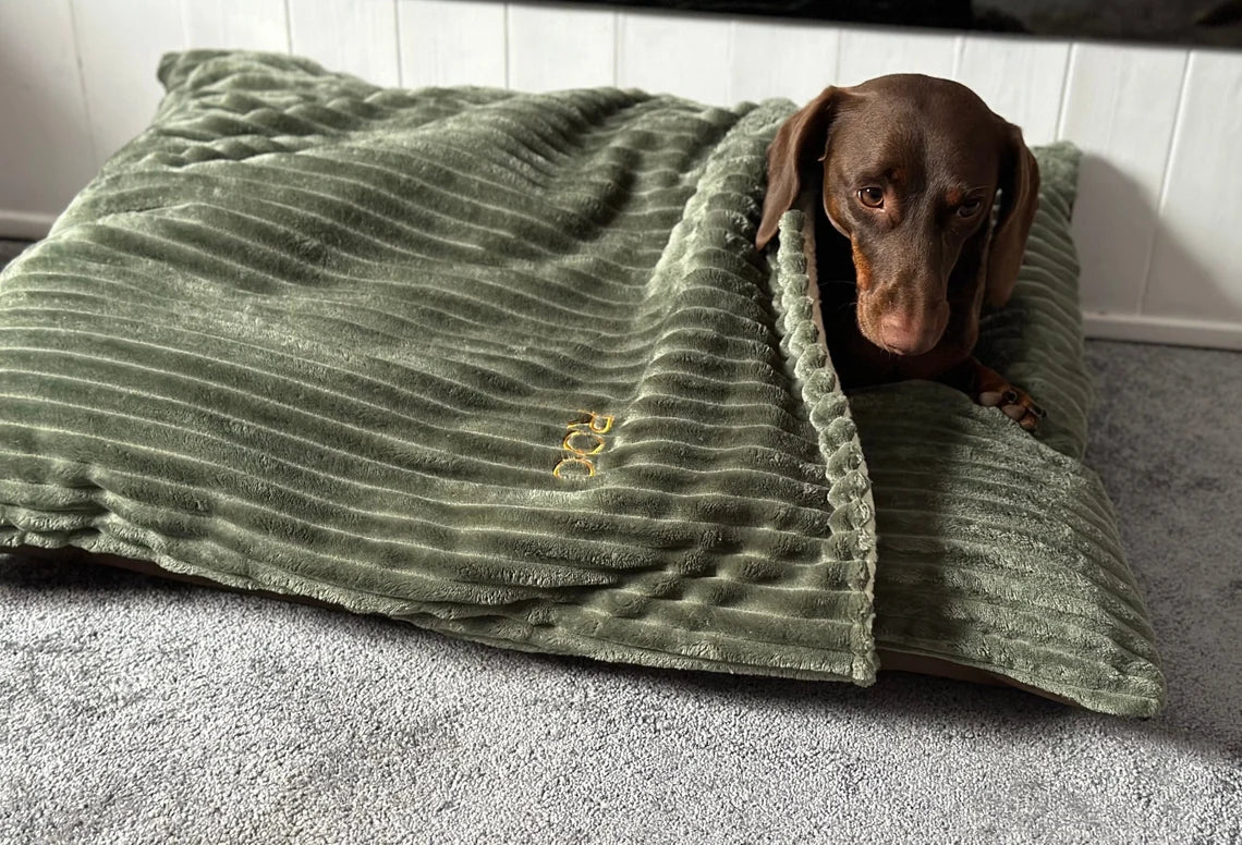 Corduroy Dog Bed Cave: Personalized Snuggle Sack Sleeping Bag