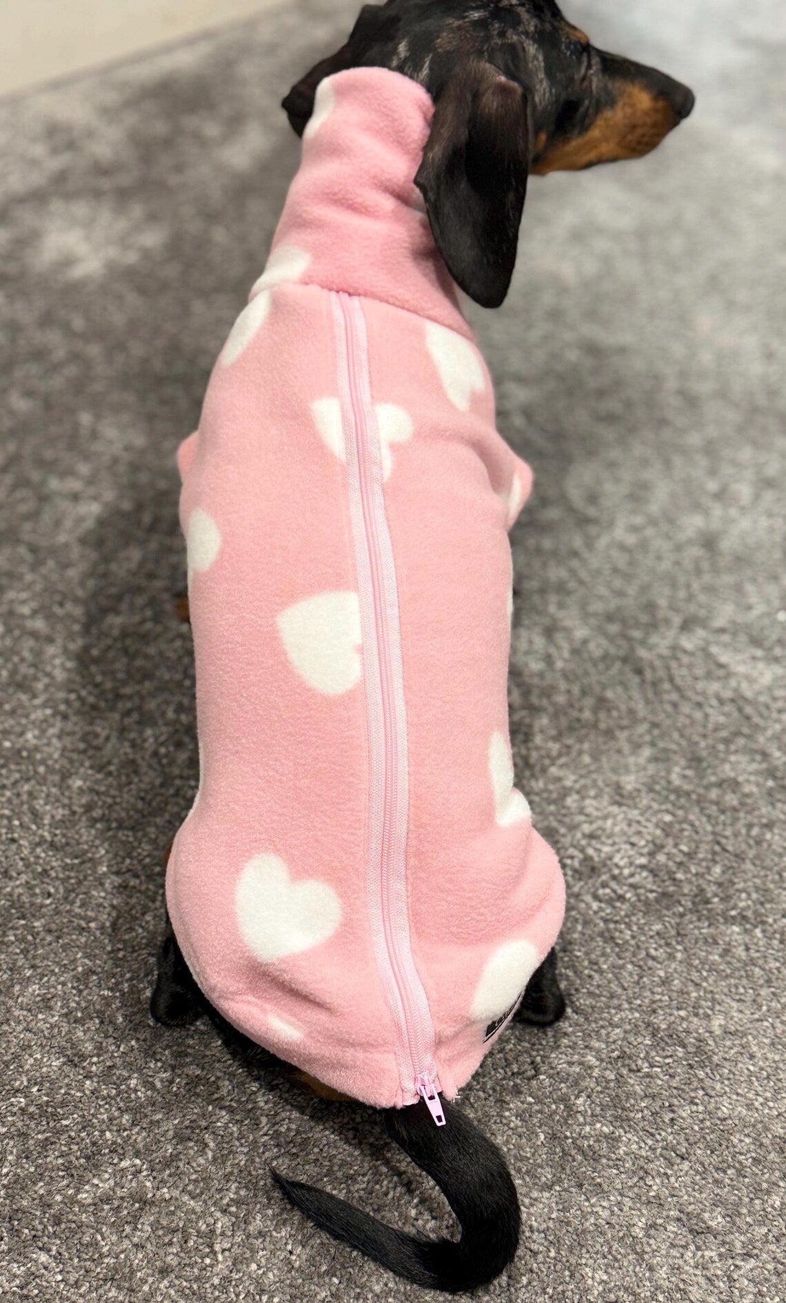 Dachshund Fleece Jumper: Water & Mud Repellent Dog Polo Neck