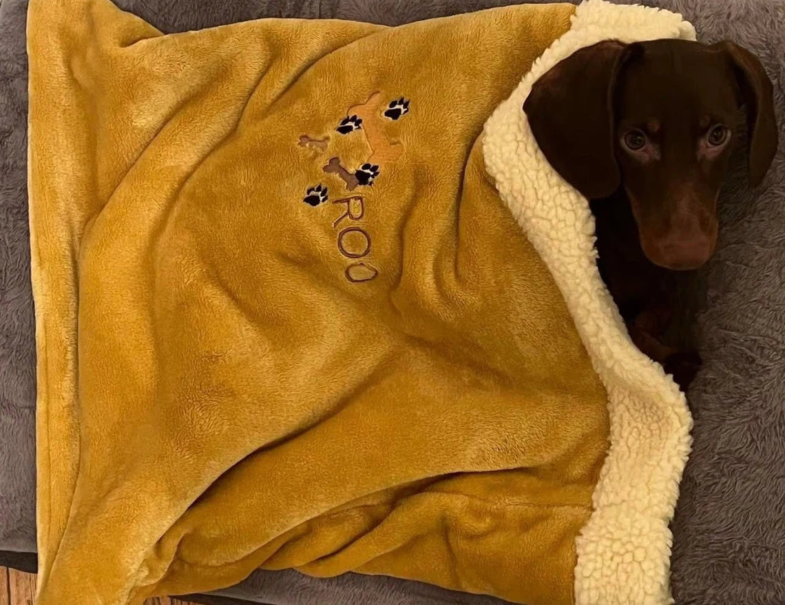 Personalized Dog Snuggle Sack: Cuddle Fleece Pet Warmer.