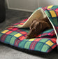 Fleece Dog Bed Cave: Snuggle Sack with Sherpa Lining.