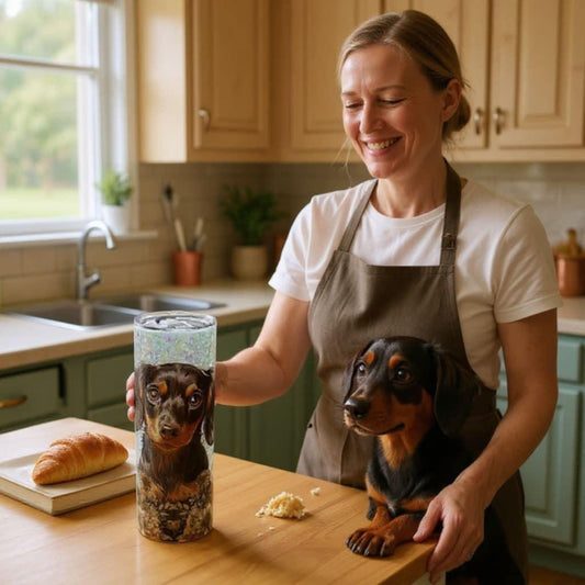 Dachshund 20oz Skinny Tumbler: Long-Haired Wiener Dog Gift