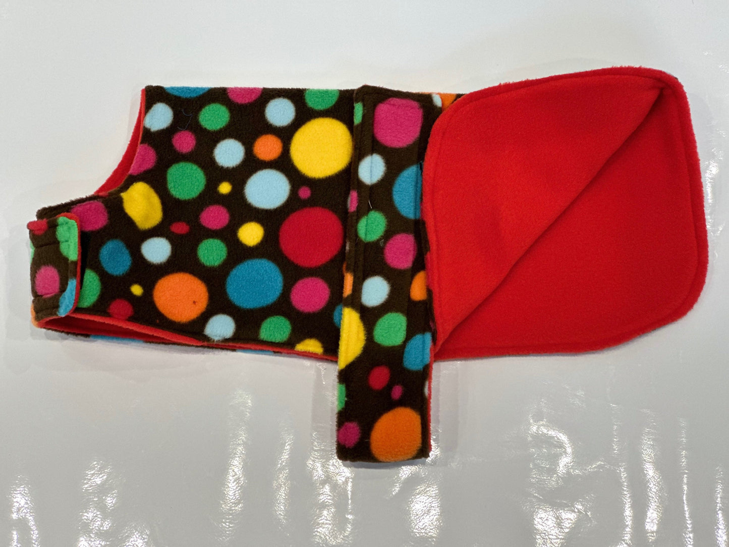 Polka Dot Fleece Dachshund Dog Coat: Water Repellent, Handmade