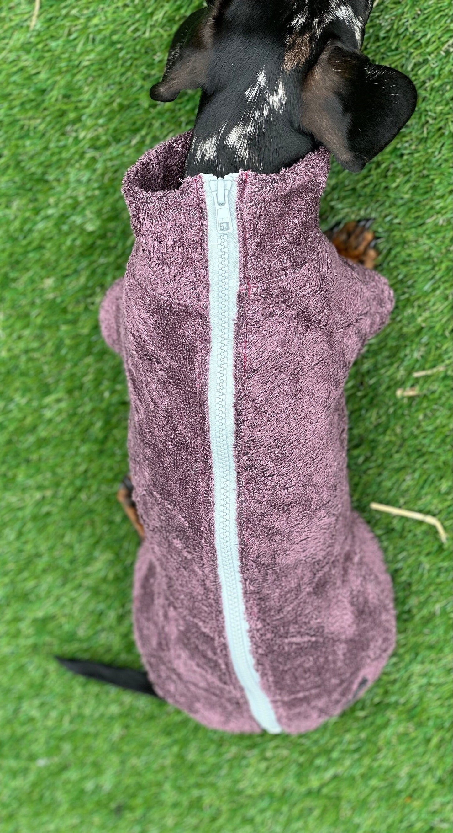 Dachshund Bamboo Drying Robe: Antibacterial Zipped Dog Towel