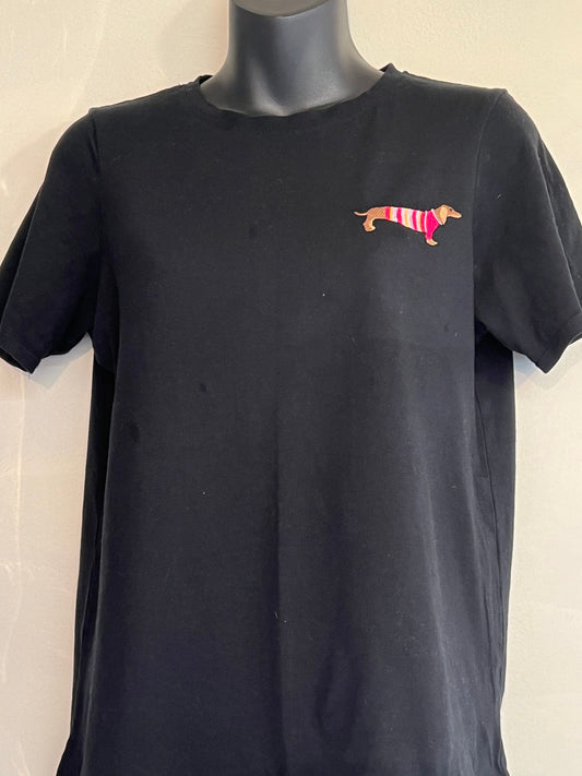 Embroidered Dachshund T-Shirt: Cotton Doxie Lover Top
