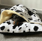 Fleece Dog Bed Cave: Dachshund Snuggle Sack with Sherpa Lining.