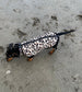 Leopard Print Dachshund Fleece Jumper: Zipped Softshell, Water Resistant.