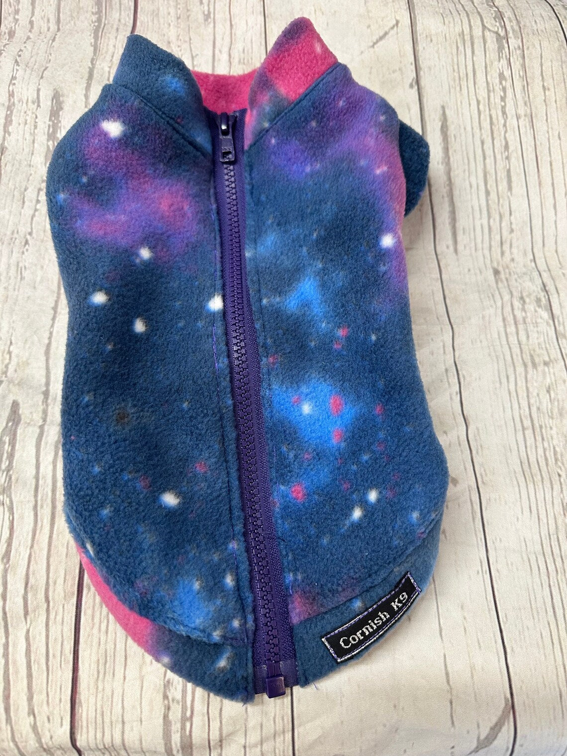 Dachshund Fleece Dog Jumper: Water Resistant Galaxy Print.