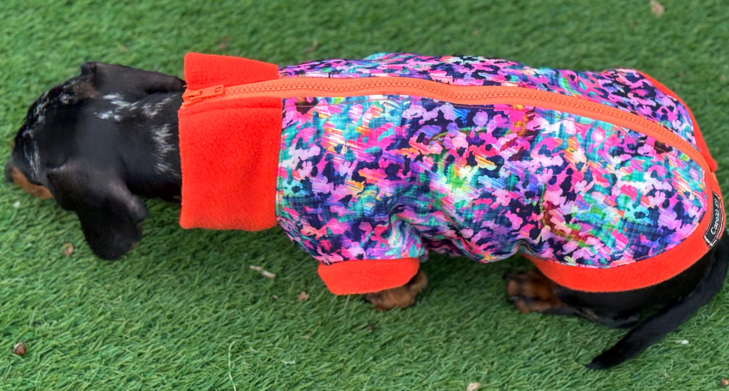 Dachshund  zipped Softshell waterproof  fleece ,dachshund zipped  jumper ,dachshund jacket,water and mud repellent fleece , dachshund fleece
