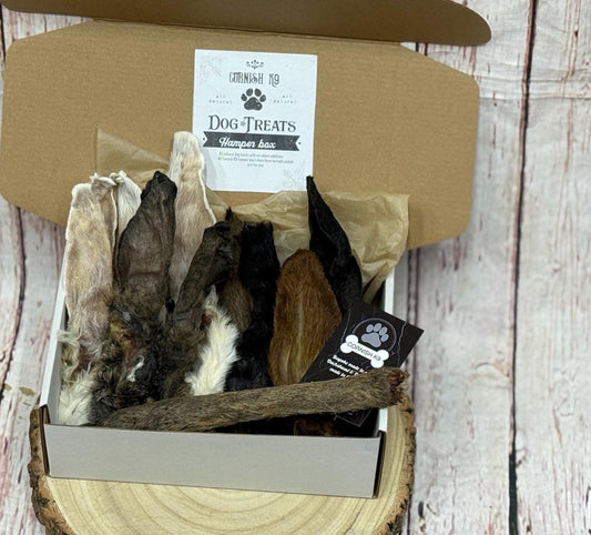 Natural Dog Treat Box: Cornish K9 Fur Ears Hamper, Made in UK