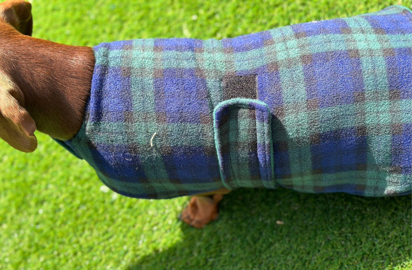 Tartan Fleece Dachshund Dog Coat: Water Repellent, Handmade