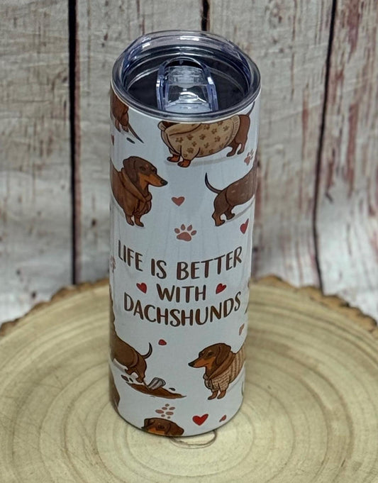 Dachshund 20oz Skinny Tumbler: Dog Breed Water Bottle