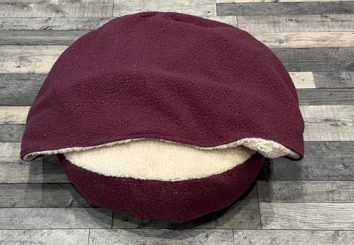 Boucle Dachshund Bed Cave: Snuggle Dog Burrow Bed personalisable.