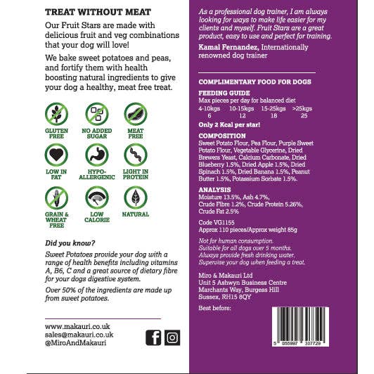 Vegan dog training treats - Maks Patch "Fruit Stars"