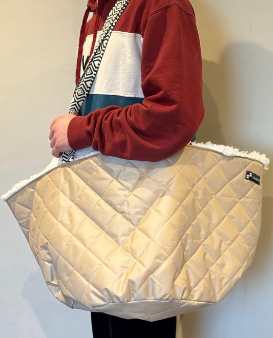 Quilted Waterproof Dog Travel Bed Bag: Sherpa Fleece Puppy Sling