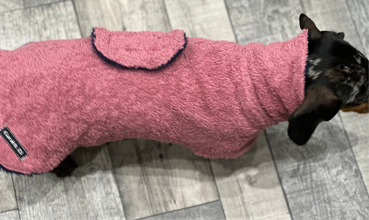 Double Layered Dog Drying Robe: Absorbent Cotton Terry Towelling
