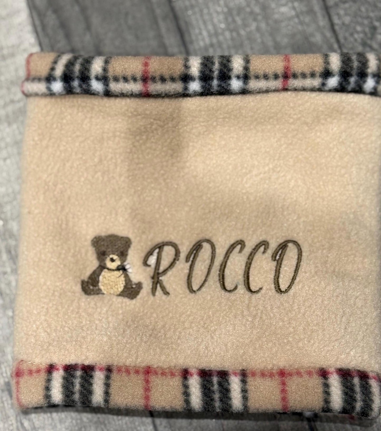 Personalized Dachshund Snood: Tartan Fleece Dog Neck Warmer